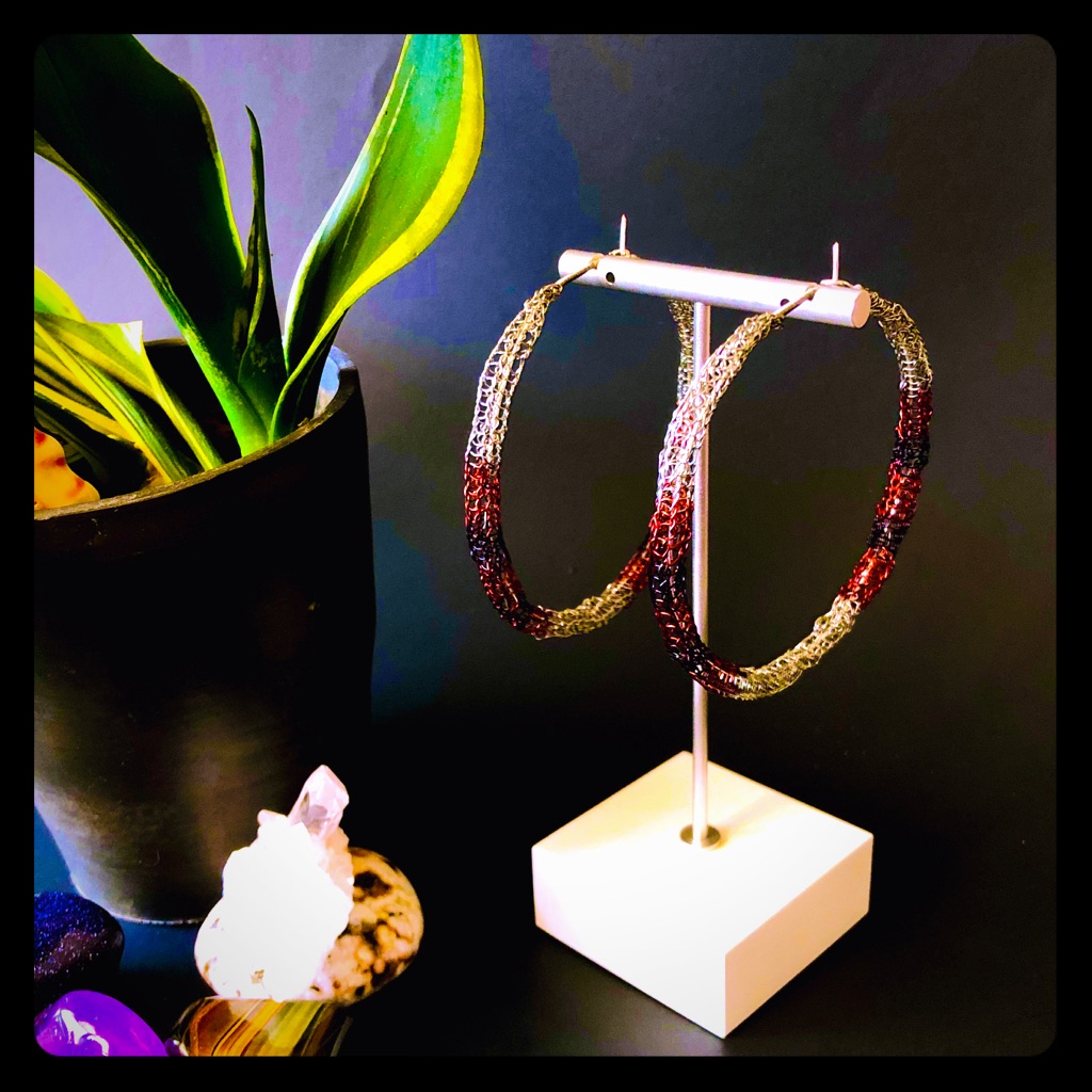3” Handmade Color Blocked Wire Crocheted Hoops